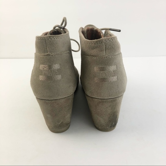 Toms Taupe Desert Wedge Suede Leather Laced Bootie 8 - Picture 5 of 10